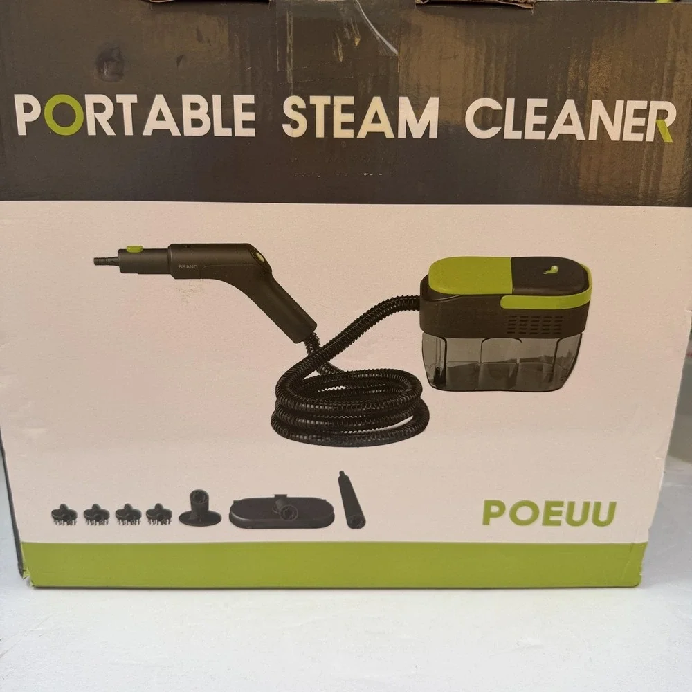 POEUU Portable‎ Steam Cleaner Canister 1600ml Water Tank Home Green Open Box
